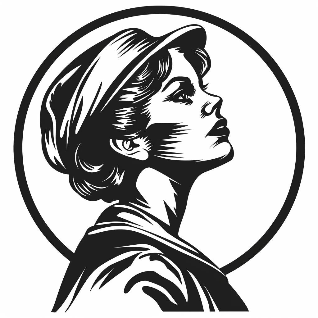 silhouette  nurse  icon  emblem  linocut  tattoo  blackandwhite  vintage  bold  art 951894