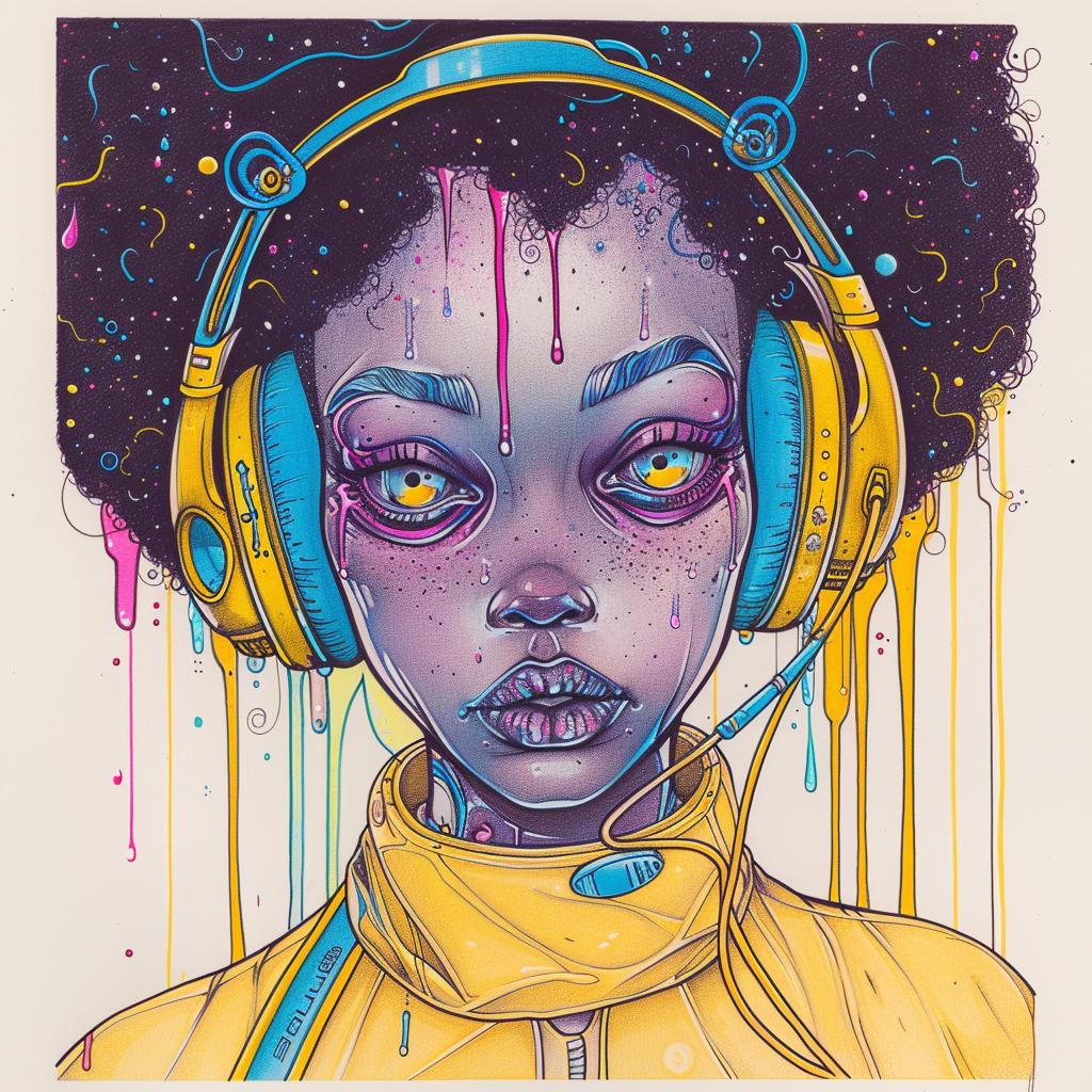 popart  drawing  dj  headphones  afro  makeup  troy  brooks  colorful  stylistic 939157