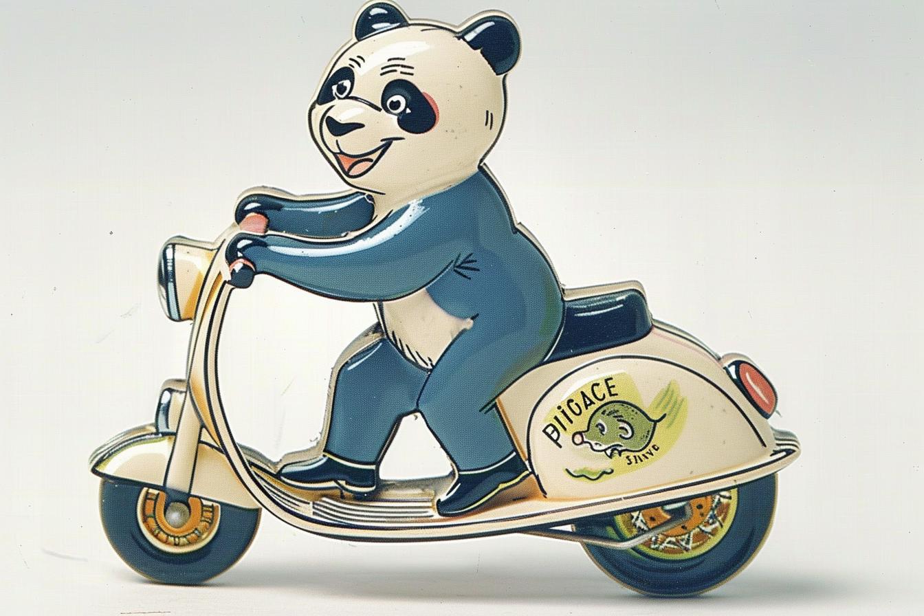panda  scooter  dynamic  cartoon  bear  sign  playful  cute  transportation  fun 938787