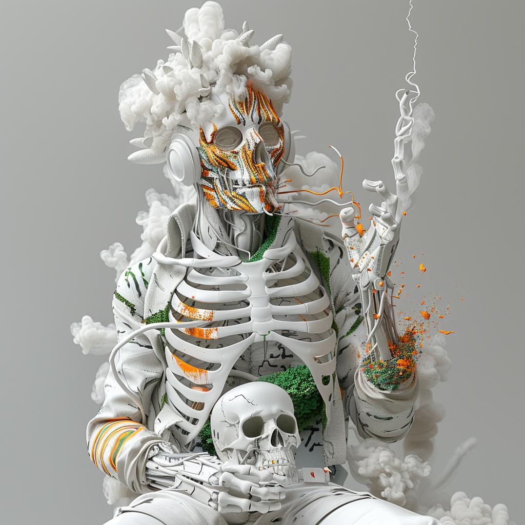 white  3D  Basquiat  surrealism  deconstructive  animation  skull  tiger  stripes  dramatic 927751