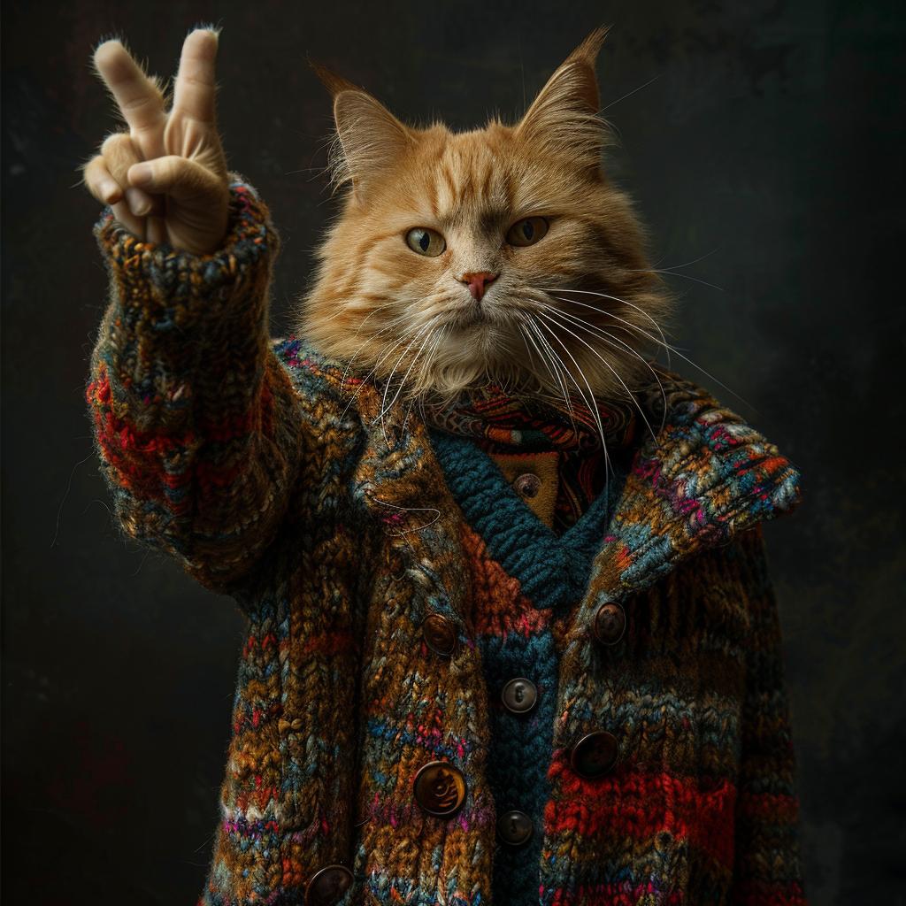 cat  sweater  peace  sign  DrSeuss  character  portrait  fashionista  scandi  minimalist 927799