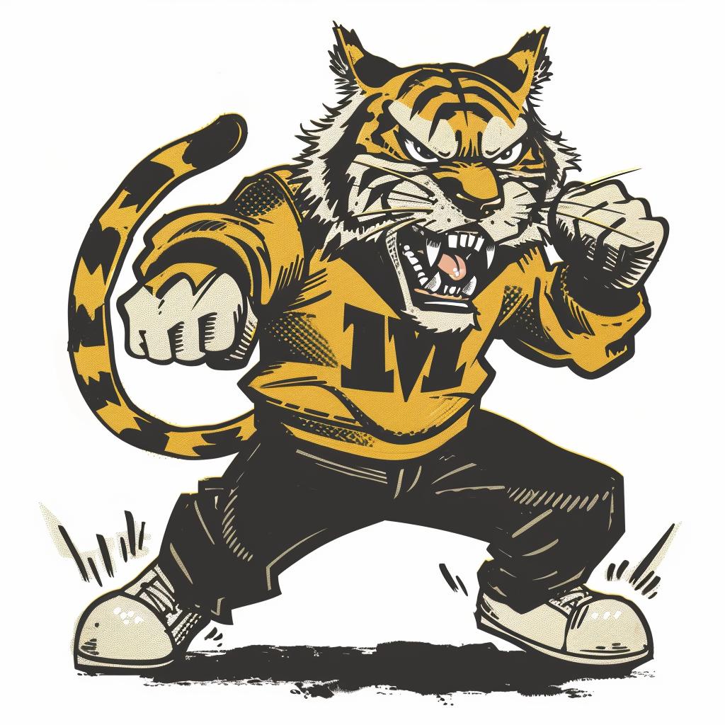 tiger  mascot  dynamic  sweater  angry  pennant  college  vintage  cartoon  illustration 921621