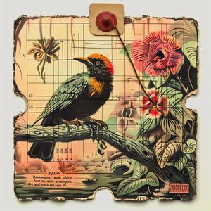 bird  branch  clock  flowers  painting  nature  chromolithography  artwork  still-life  vibrant 1048267