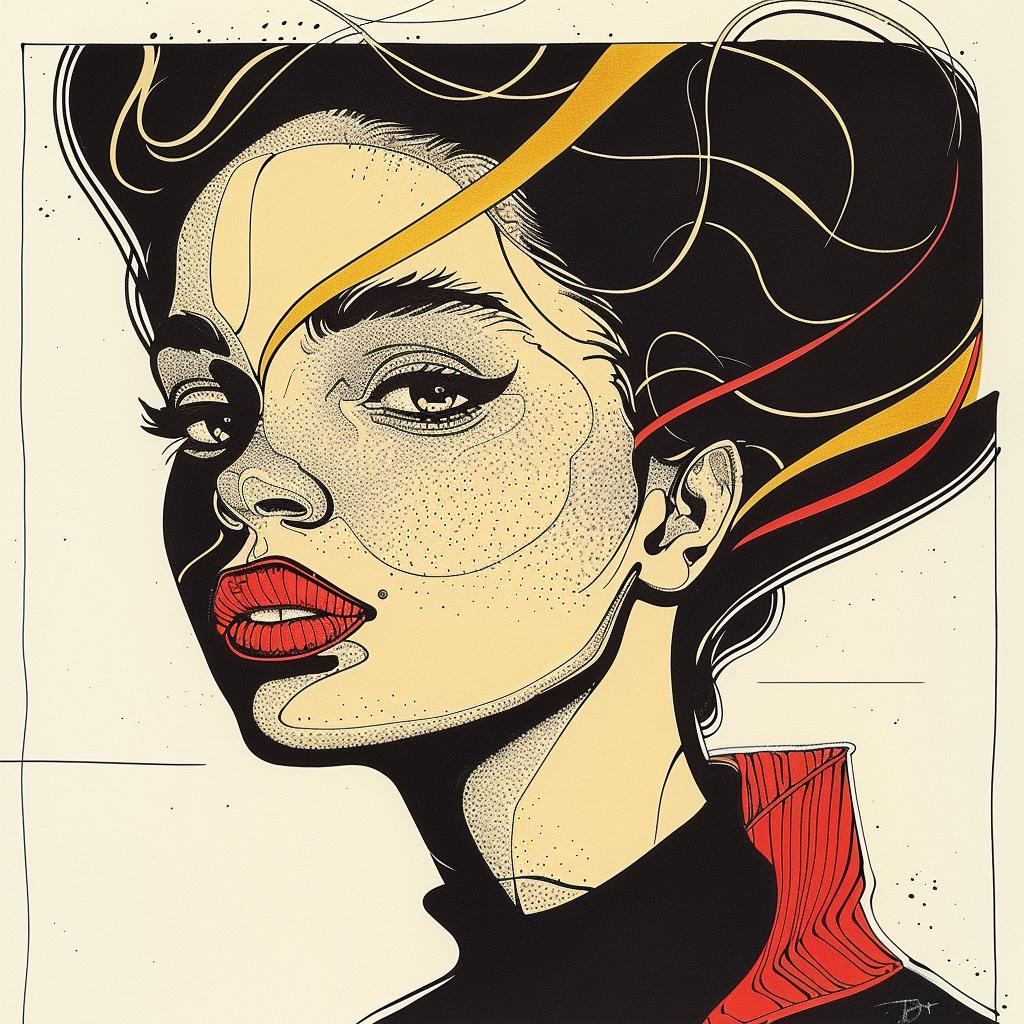 رسم شفاه أنثوية من فن البوب، رسم بورتريه، أبيض بسيط، حديث، باتريك ناجل، أمريكي من أصل أفريقي، 938039