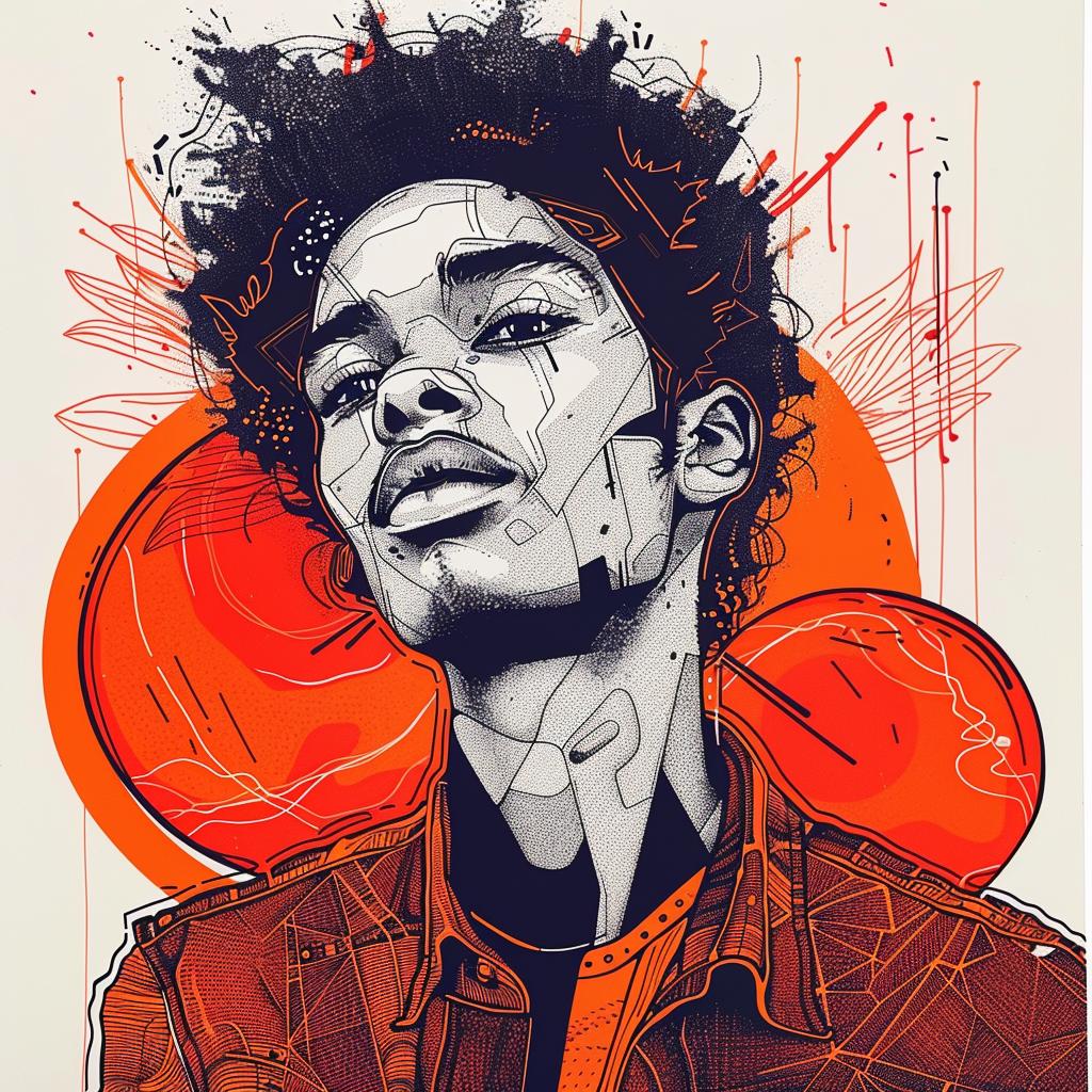 PopArt  AfricanAmerican  portrait  man  afro  white  bold  graphic  colorful  stylized 938000