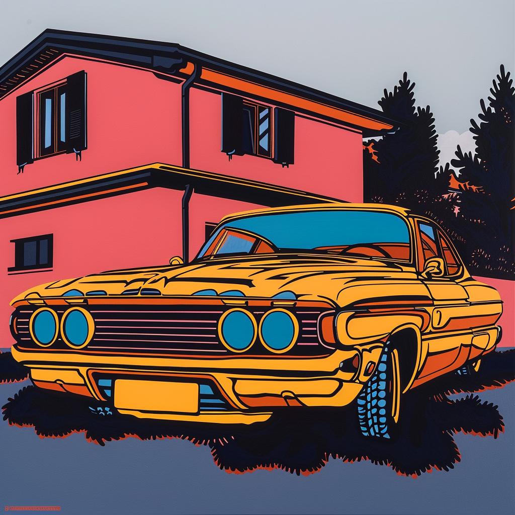 album  cover  simon  stalenhag  painting  car  house  creative  illustration  art 1024998