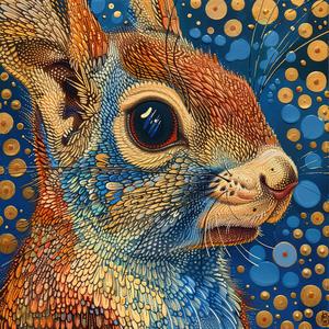 rabbit  portrait  vintage  comic  Psychedelic  ArtNouveau  Surrealism  pointillism  gold  blue 1076903