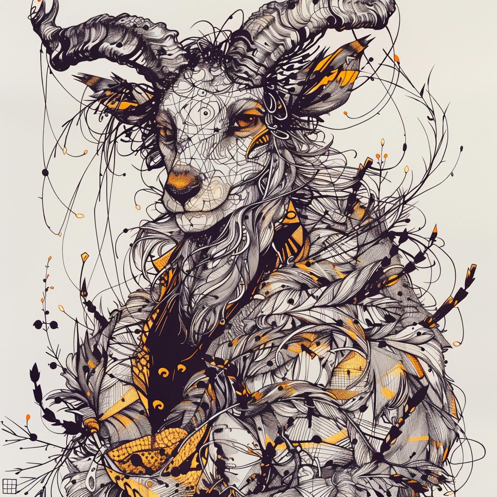 mythical  creature  goat  flowers  vines  unique  hybrid  fantastical  exploration  nature 953191