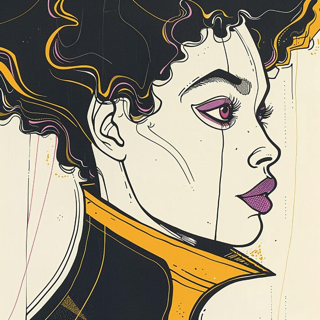 Pop  Art  model  afro  yellow  jacket  illustration  contemporary  graphic  portrait 938248