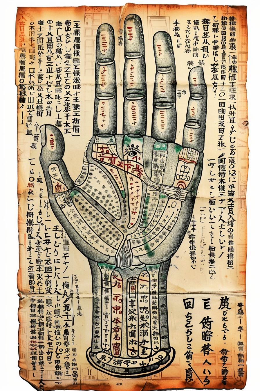 vintage  chart  hand  Japanese  characters  anatomical  art  illustration  old  intricate 943286