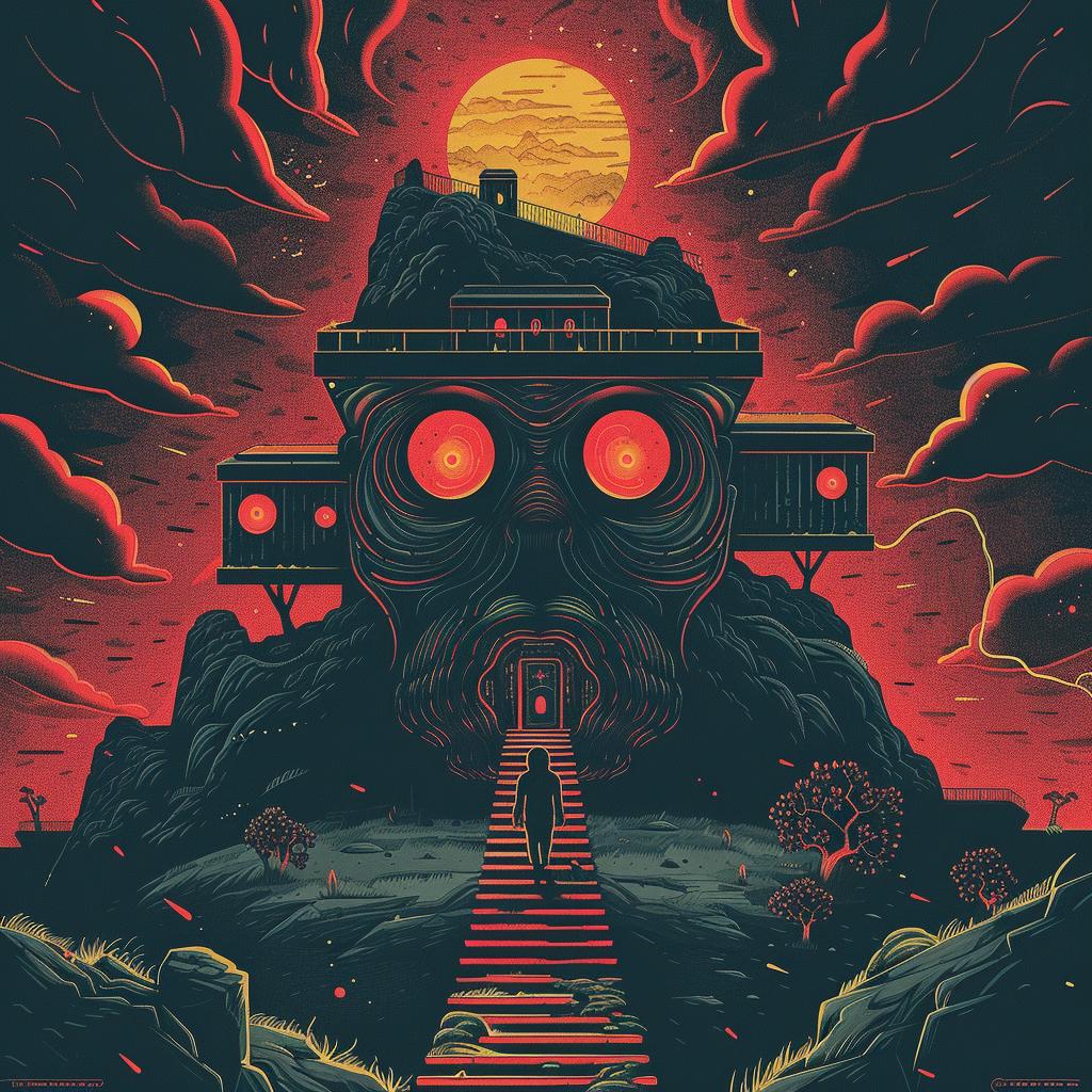 surreal  album  cover  spiritual  occult  technicolor  neon  introspective  artwork  Axonometric 973957