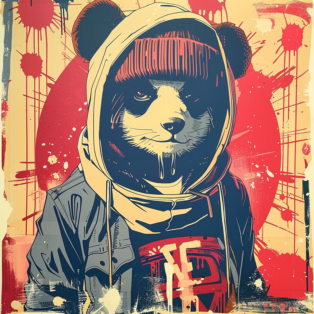 panda  streetwise  hoodie  hat  drips  eye  shadow  urban  illustration  cute 944916