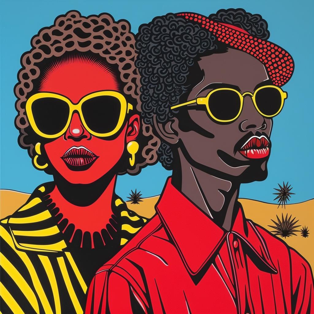 people  sunglasses  striped  shirt  Abdul  Mati  Klarwein  art  stylized  portrait 1022858