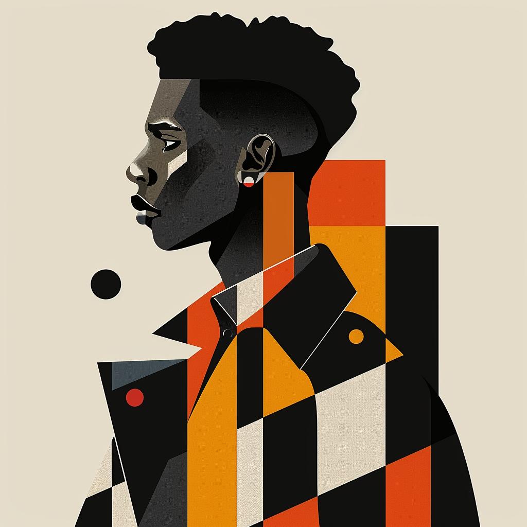 abstract  minimalist  portrait  African-American  geometric  elegance  contrast  stylish  modern  chic 929241