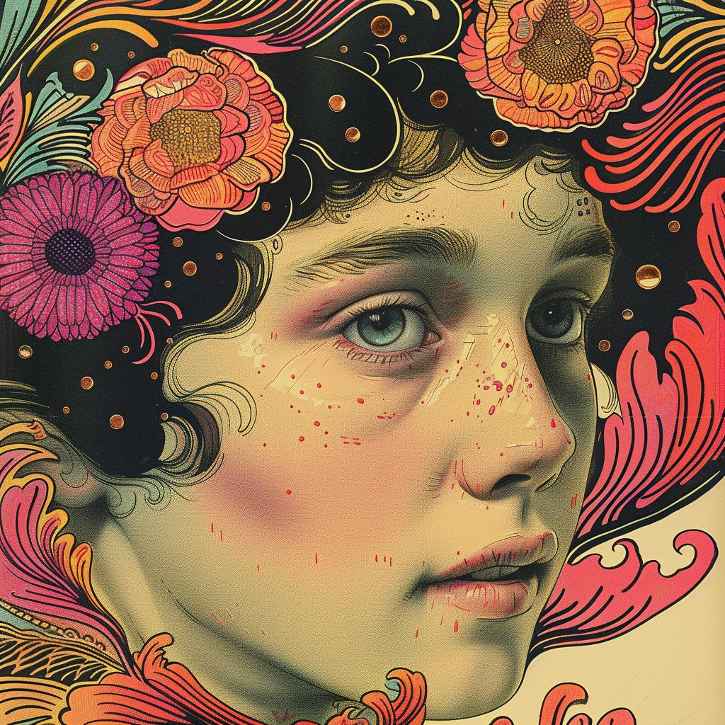 woman  flowers  hair  chromolithography  art  portrait  colorful  delicate  nature  female 1035957