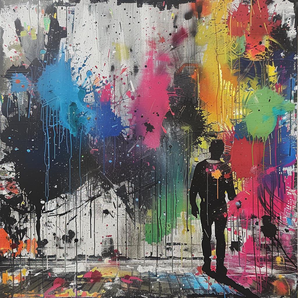surreal  album  cover  hyper-realistic  screenprinting  Martin  Whatson  encaustic  man  splash 960039