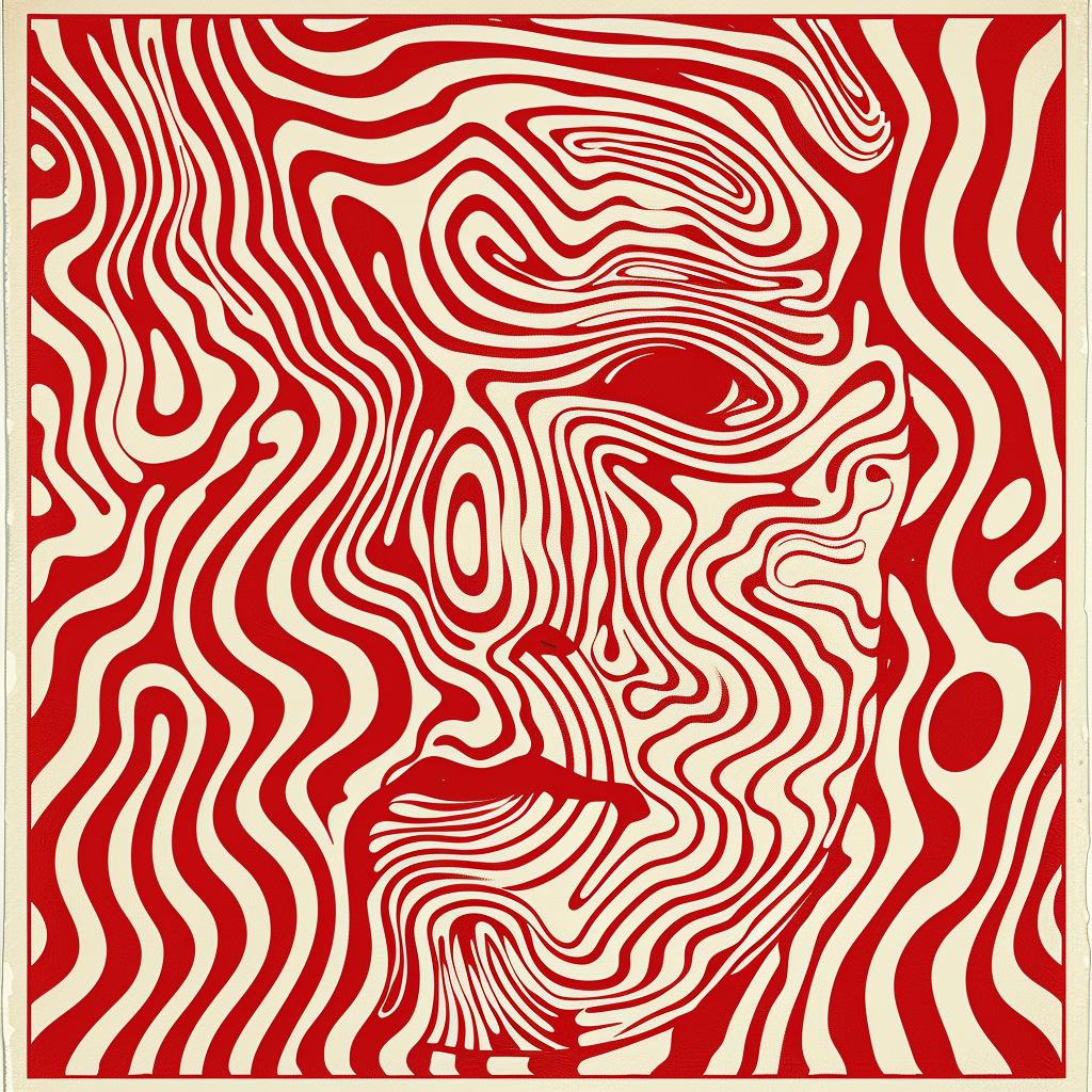 غلاف ألبوم بأنماط متجهة باللون الكريمي الأحمر من تصميم تشارلز بيرنز رقم 918198