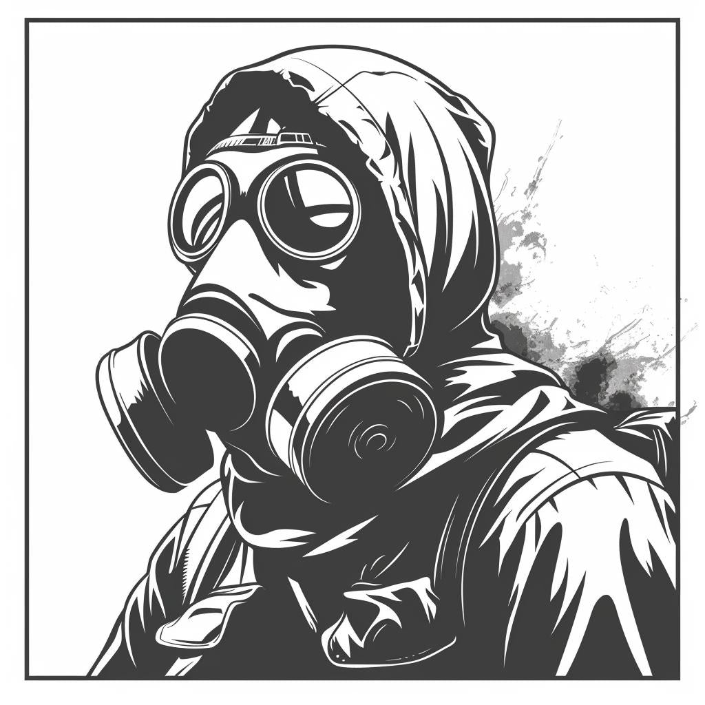 silhouette  soldier  gasmask  vintage  icon  emblem  linocut  tattoo  black  white 951945