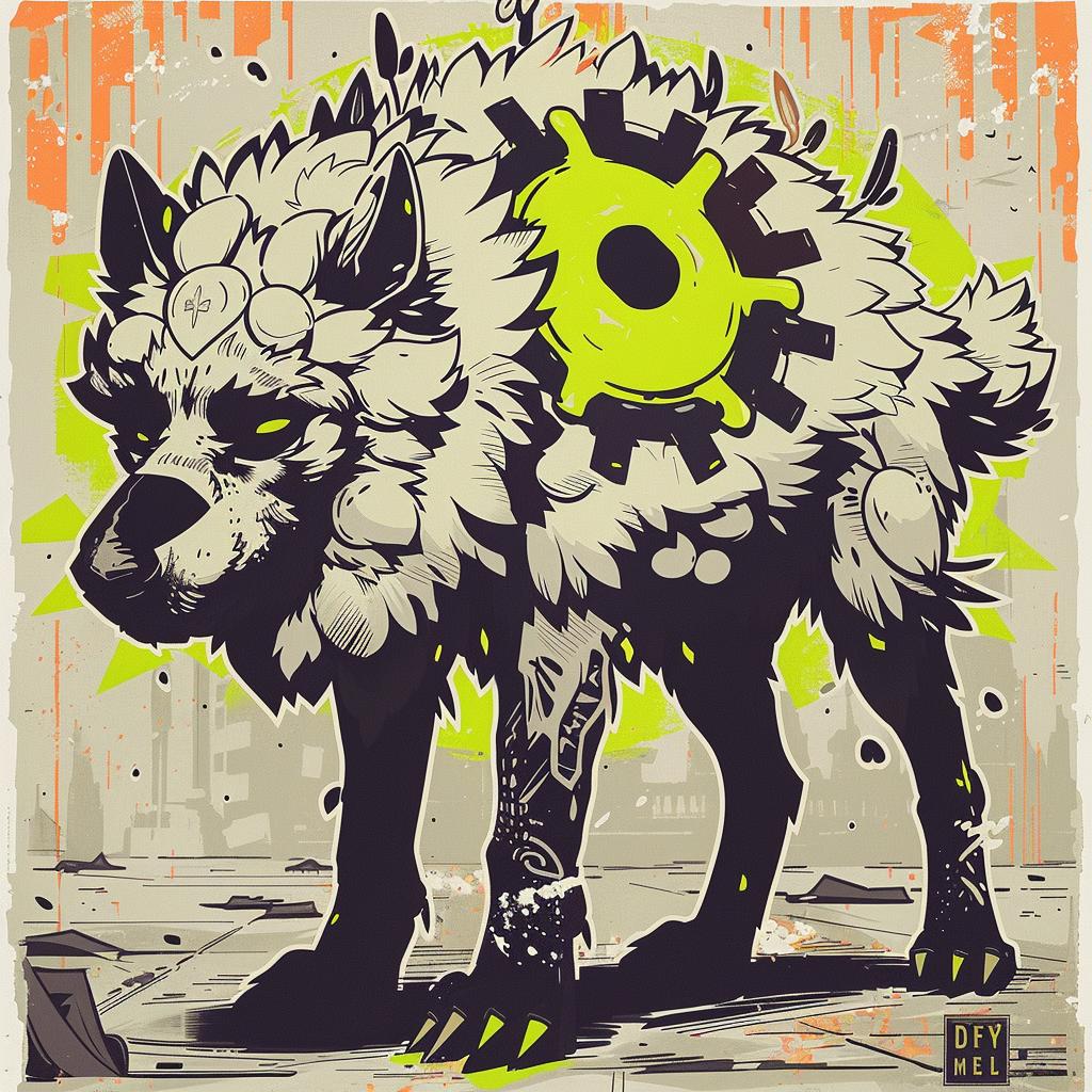 mythical  hybrid  creature  wolf  cartoon  gears  fantastical  unique  blend  imaginative 941144