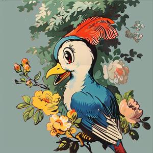 bird  flowers  painting  chromolithography  vibrant  nature  art  illustration  colorful  design 1048851
