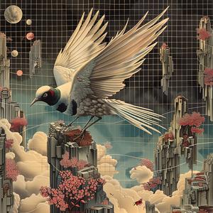 bird  flying  city  chromolithography  artwork  urban  scenery  nature  painting  vibrant 1047531