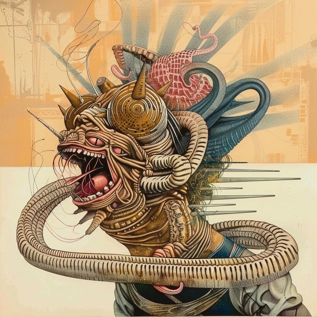horror  monster  snake  painting  weird  1917  fantasy  visual  strange  oils 946164