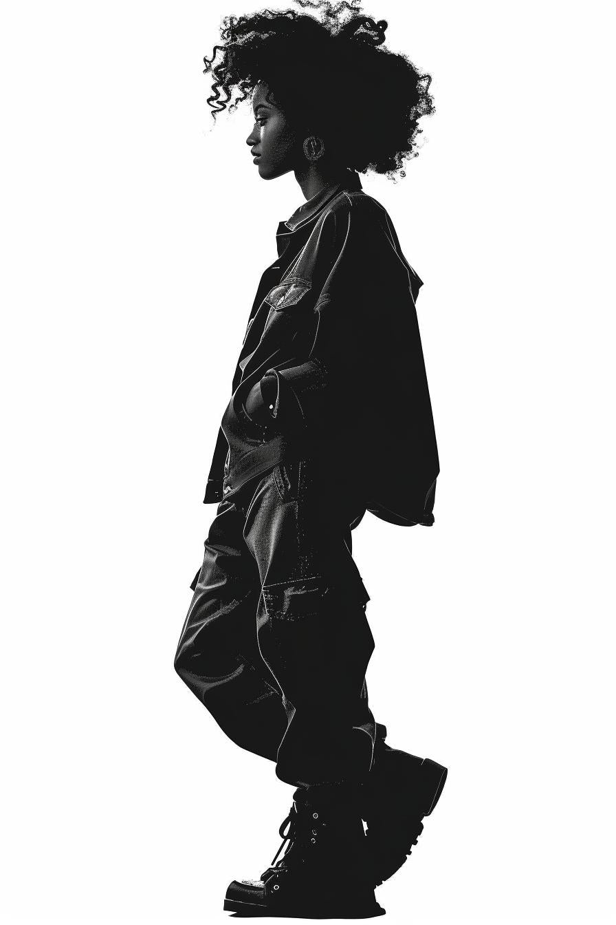 woman  streetwear  African-American  silhouette  vector  jacket  pants  black  fashion  stylish 954236