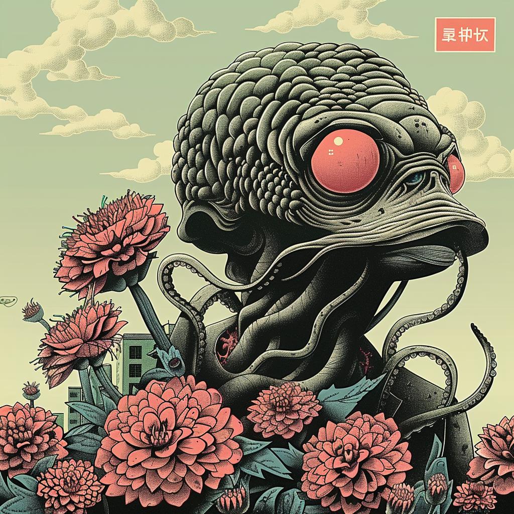 poster  band  creature  flowerpunk  illustration  vibrant  surreal  music  art  colorful 946537