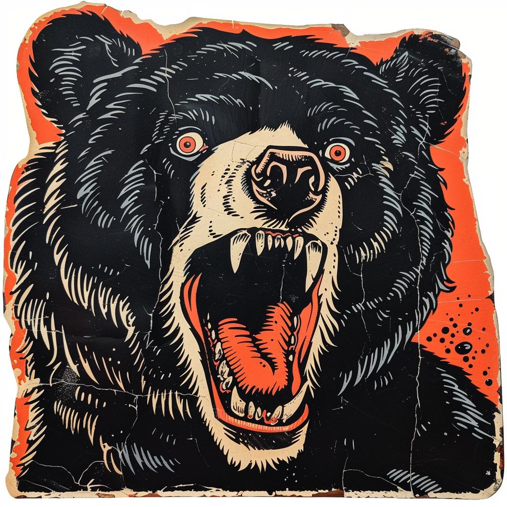 bear  black  orange  background  vintage  vintage  artwork  Bachalo  animal  illustration 923296