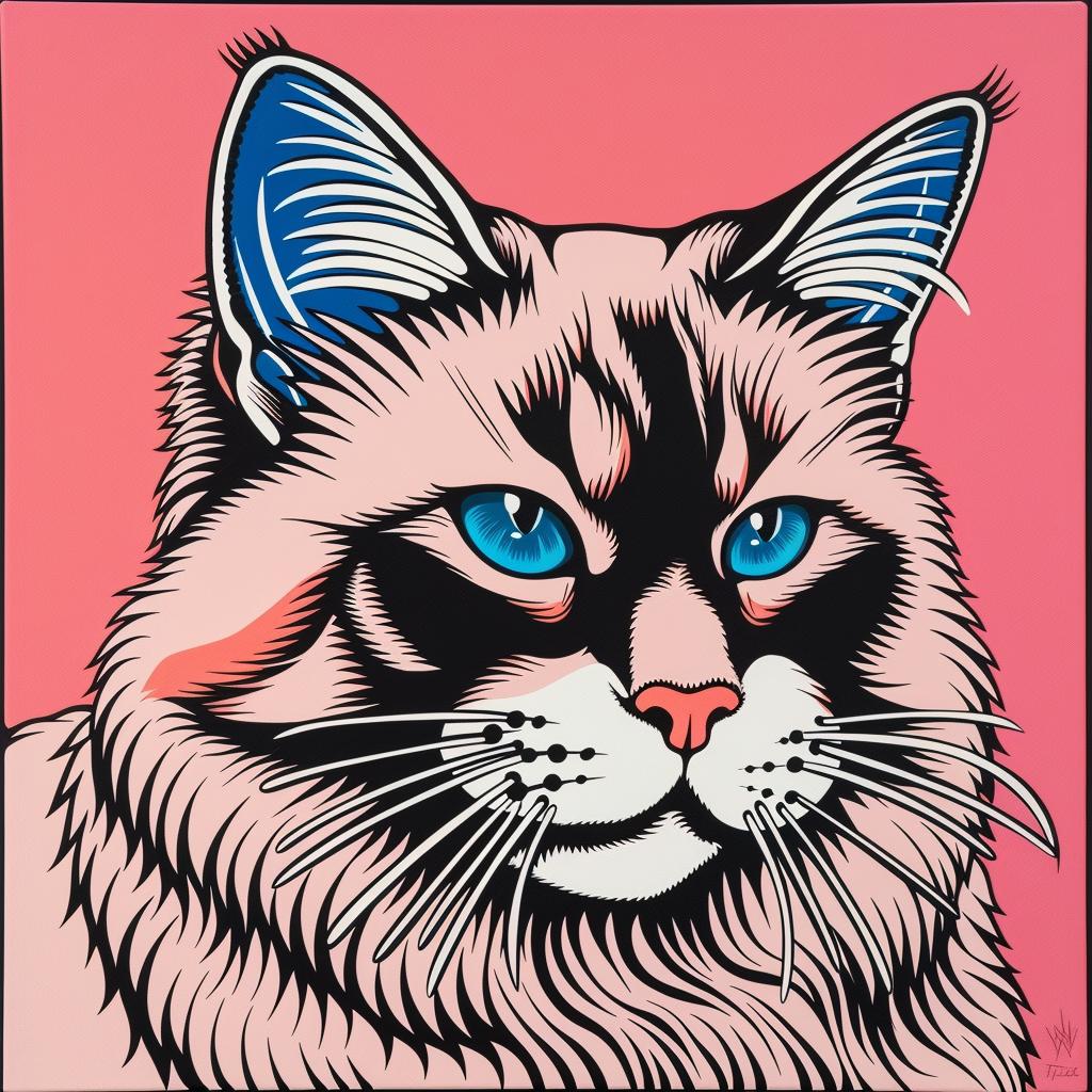 cat  ragdoll  blueeyes  painting  pet  whimsical  adorable  feline  softfur  animal 972285