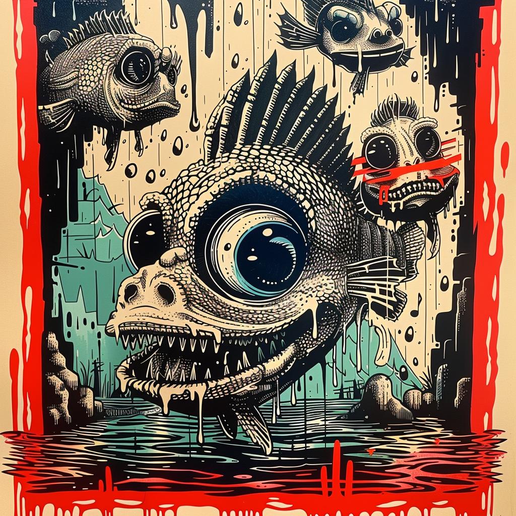 poster  fish  skull  art  graphic  Japanese  illustration  dark  iconic  bold 948659