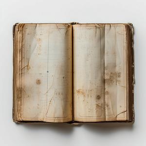 كتاب قديم ممزق، صفحات خلفية بيضاء، منظر علوي، تود 1075748