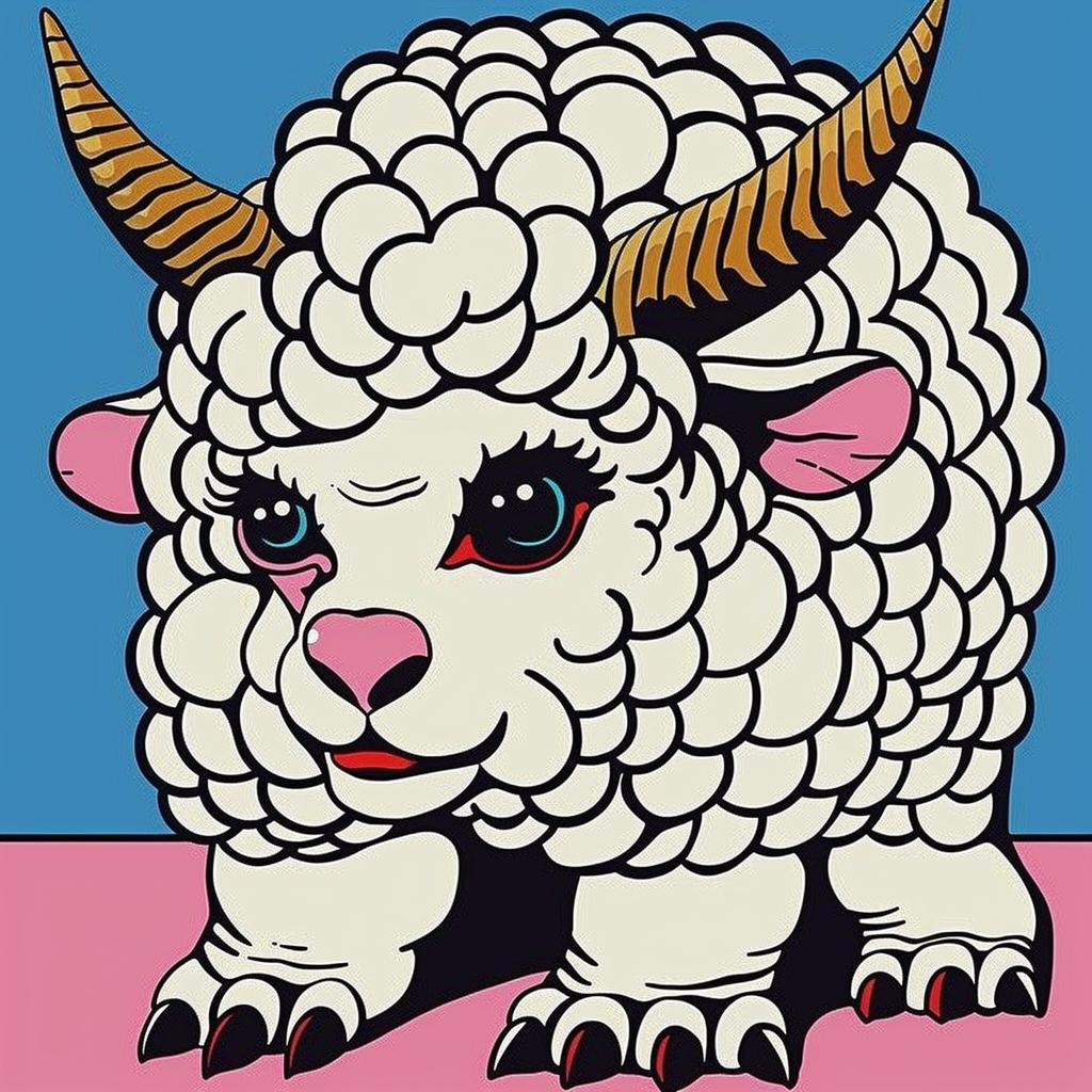 mythical  hybrid  sheep  horns  cartoon  blue  fantastical  creature  playful  unique 941266