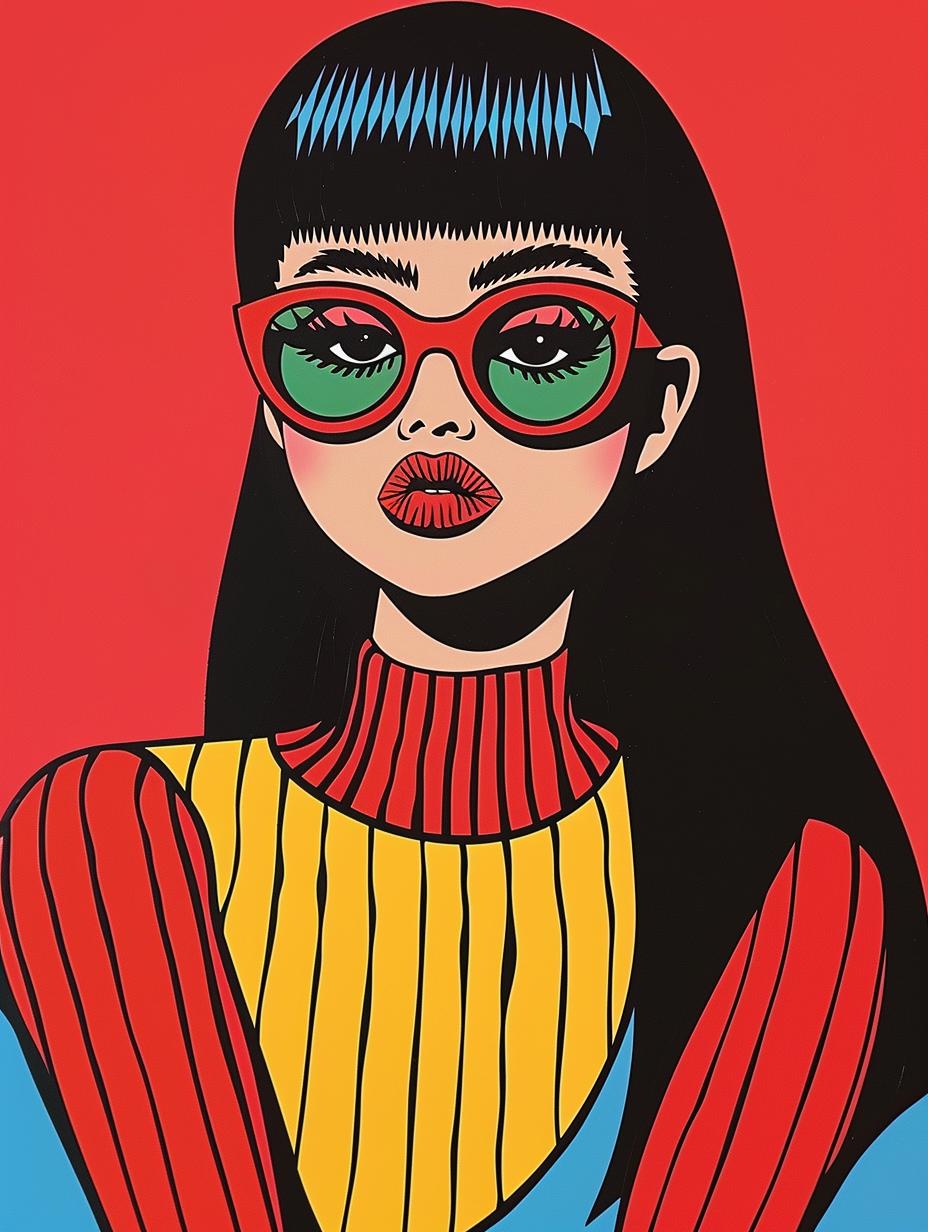 yoga  woman  popart  illustration  sunglasses  pose  colorful  dynamic  artistic  style 943768