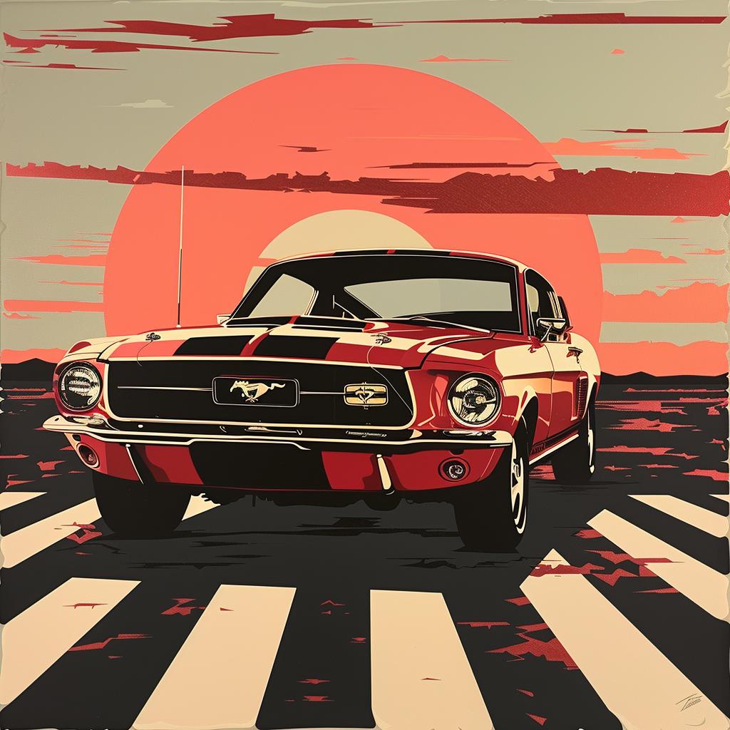 Mustang  poster  red  graphic  stylized  vibrant  art  dynamic  cinematic  bold 916080
