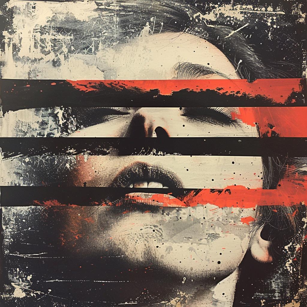surreal  album  cover  hyper-realistic  screenprinting  George  Biddle  encaustic  woman  stripes 959902