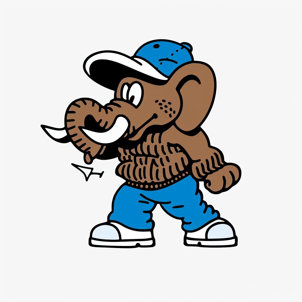 aggressive  streetwise  elephant  hat  jeans  urban  fashion  cartoon  playful  funny 958744