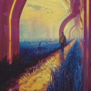 man  tunnel  walking  chromolithography  Syd Mead  urban  landscape  illustration  mood  artwork 1040821
