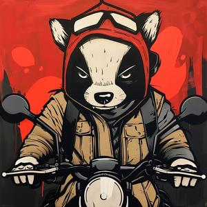 badger  motorcycle  painting  character  adventure  whimsical  cute  animal  dynamic  expressive 1050803
