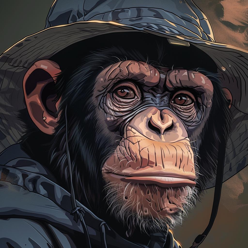 chimp  kawaii  cartoon  hat  animation  cute  2D  style  character  whimsical 971239