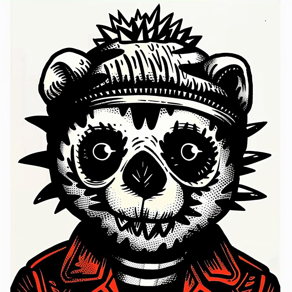 panda  hat  jacket  drawing  cartoon  cute  animal  whimsical  character  illustration 1036353