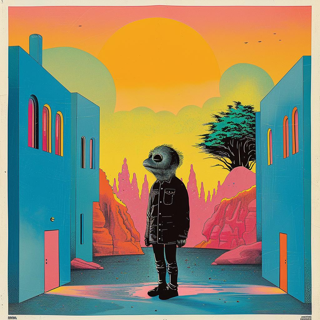 poster  man  building  surreal  Joan Cornella  graphic  colorful  art  creative  illustration 977799