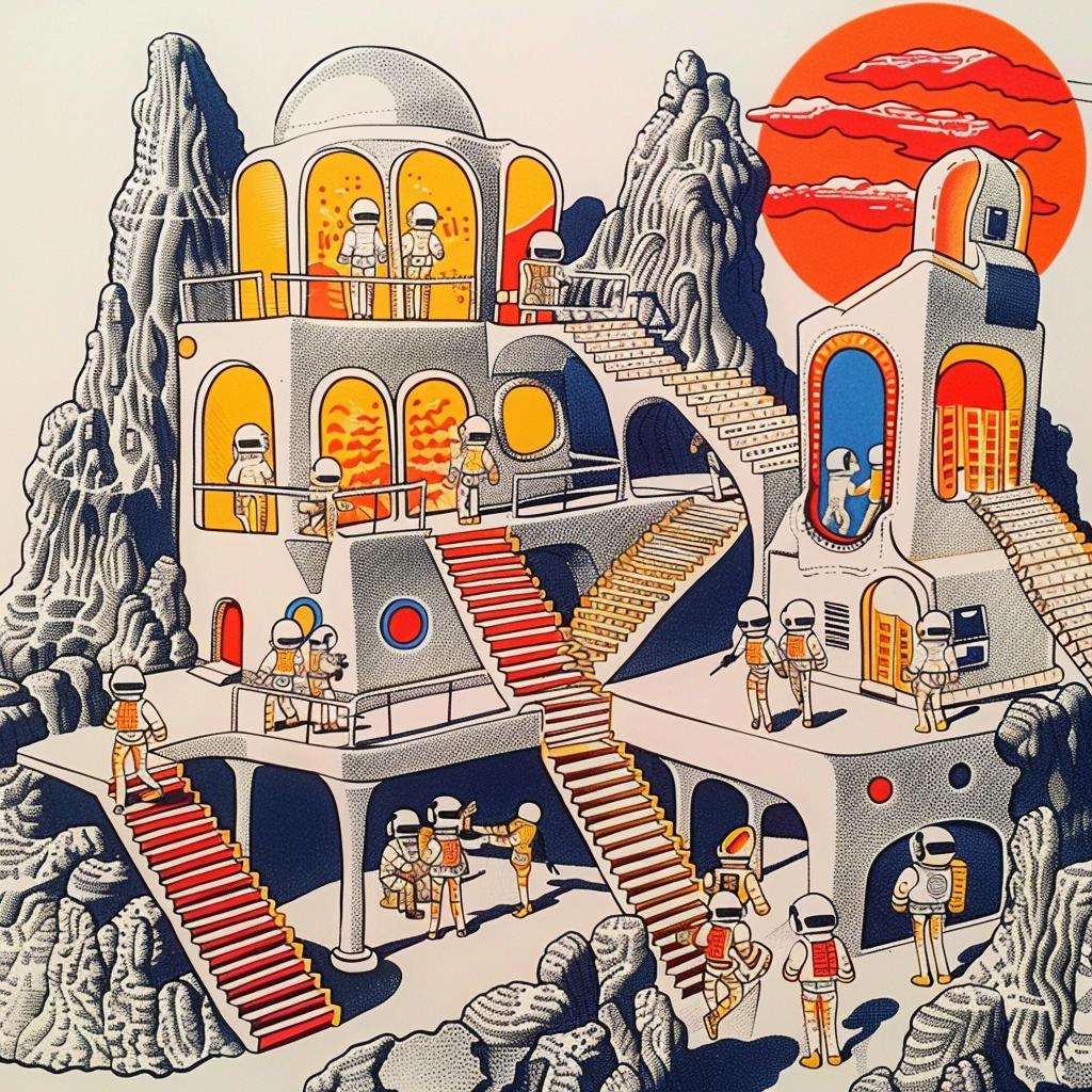 mars  solder  poster  house  people  whimsical  colorful  art  sci-fi  milling 959639
