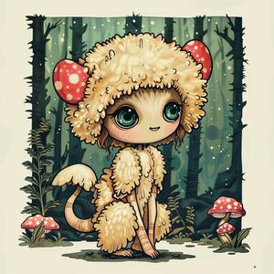 chromolithography  cute  creature  woods  furry  animal  nature  colorful  whimsical  playful 1049230