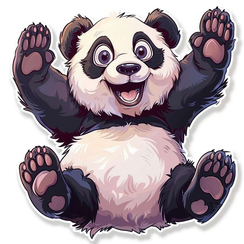 panda  sticker  3D  realistic  contour  colorful  vector  warm  detailed  white 972007