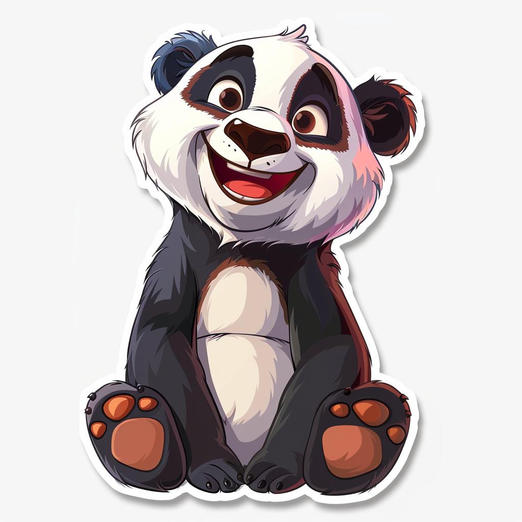 panda  sticker  ecstatic  warm  color  realistic  vector  smile  detailed  background 972005