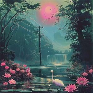 river  swans  flowers  nature  painting  serene  landscape  chromolithography  artistic  colorful 1053082