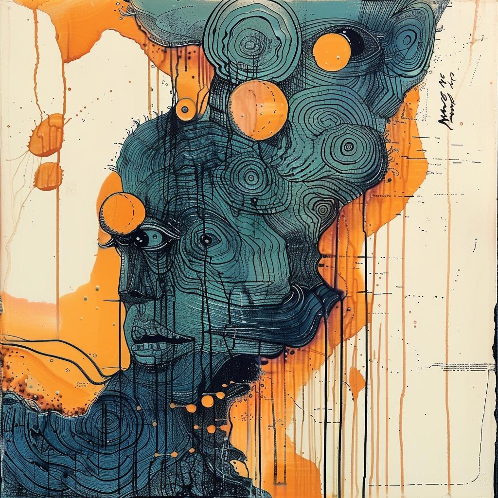 portrait  man  face  encaustic  impasto  blue  teal  occult  expression  artistic 924123
