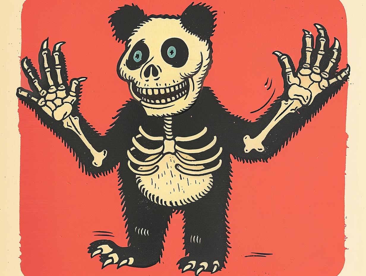 panda  tattoo  skull  vintage  comic  illustration  SailorJerry  1950s  art  design 919113