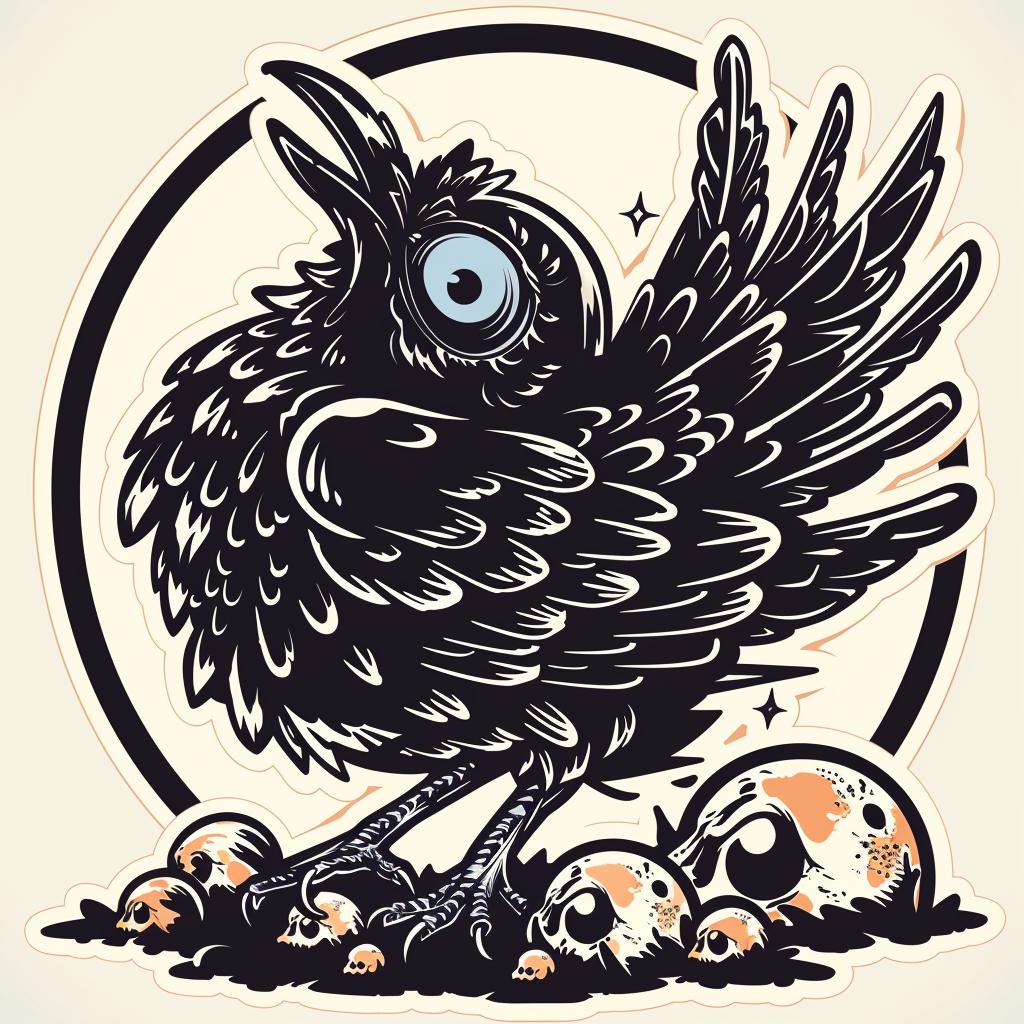 vector  illustration  crow  skulls  occult  dark  circle  spiritual  naturalistic  art 930795